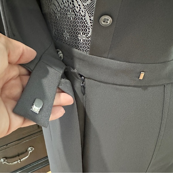 Banana Republic Sleeveless Gray Button-Front Faux Belted Dress Size 4 - Picture 7 of 12